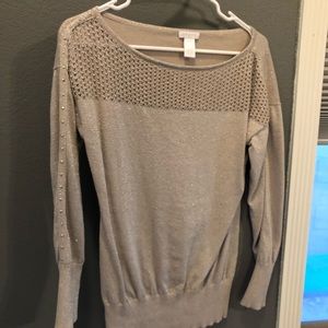 Gold glittery sweater with gold studs in sleeves